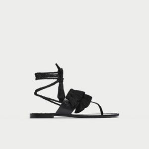 ZARA black Strappy Sandal, Real LEATHER, WORN ONCE